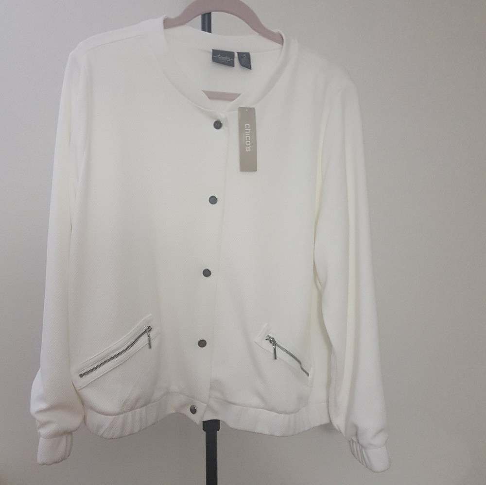 Chicos Travelers Bomber Jacket Size 3
